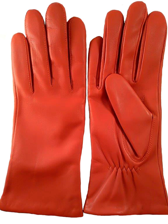 Dame - Klassisk lang - farven Mango - lammeskind foret med lambswool - Særpris kr. 399,00