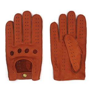 Mens Auto Gloves in Deerskin - Cognac